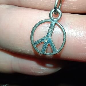 Vintage Tiffany & Co. Peace Sign 925 Silver Necklace